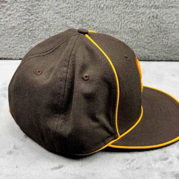 New Era San Diego Padres Fitted Hat Mens 7 3/8 Brown Yellow Excellent 59FIFTY - Picture 4 of 10